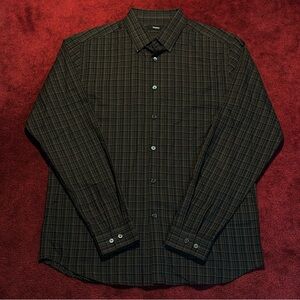 Theory Men's Dark Plaid Button Down Shirt NEW